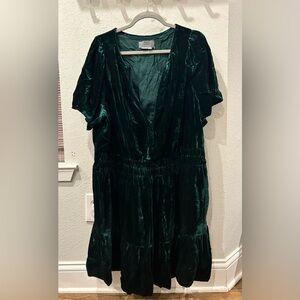 Anthropologie Somerset Mini Dress Velvet Deep Pine